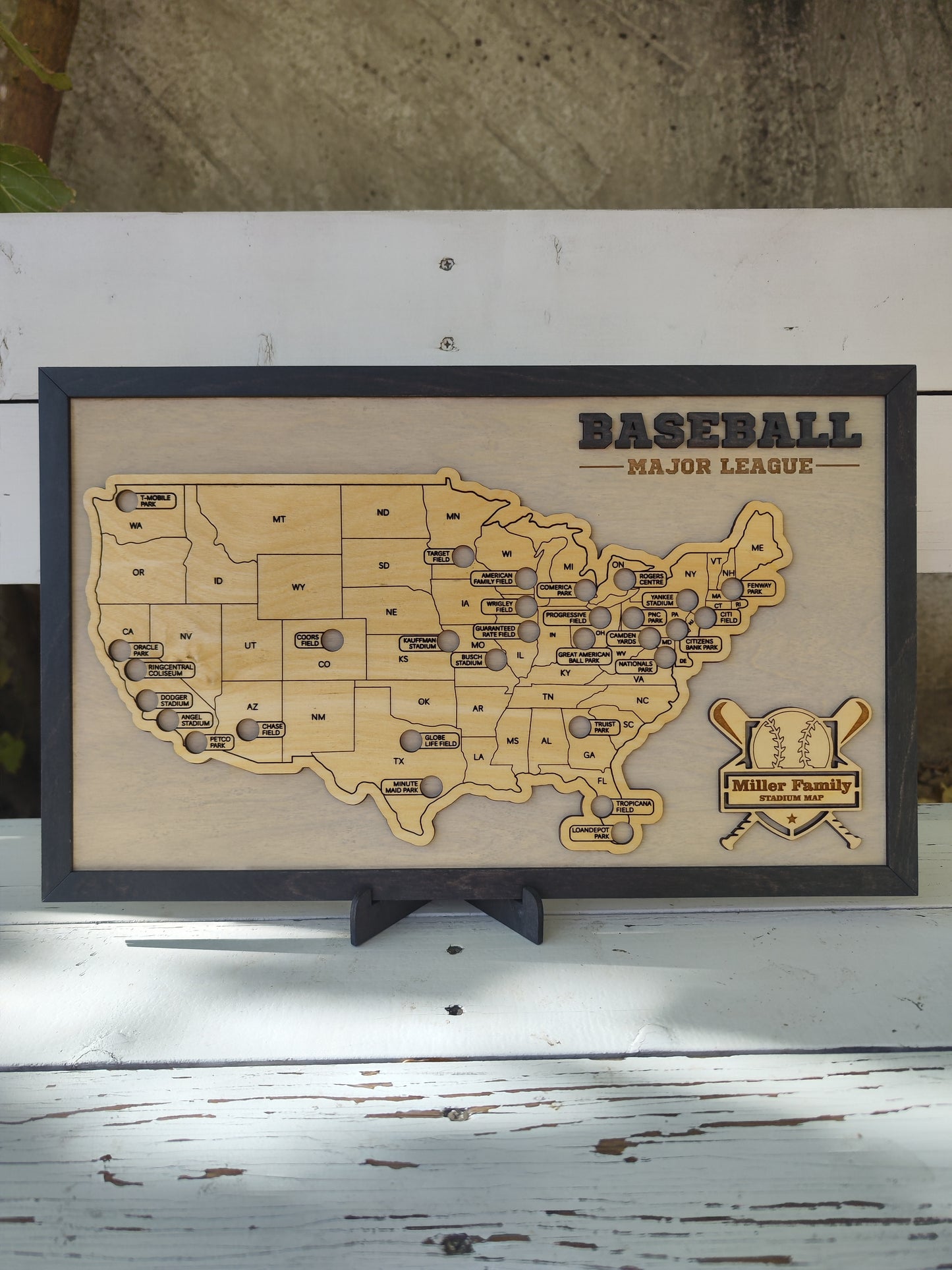 Baseball stadium map, MLB Stadium Map, Pro baseball stadium tracker, Personalized gift, Gift for him