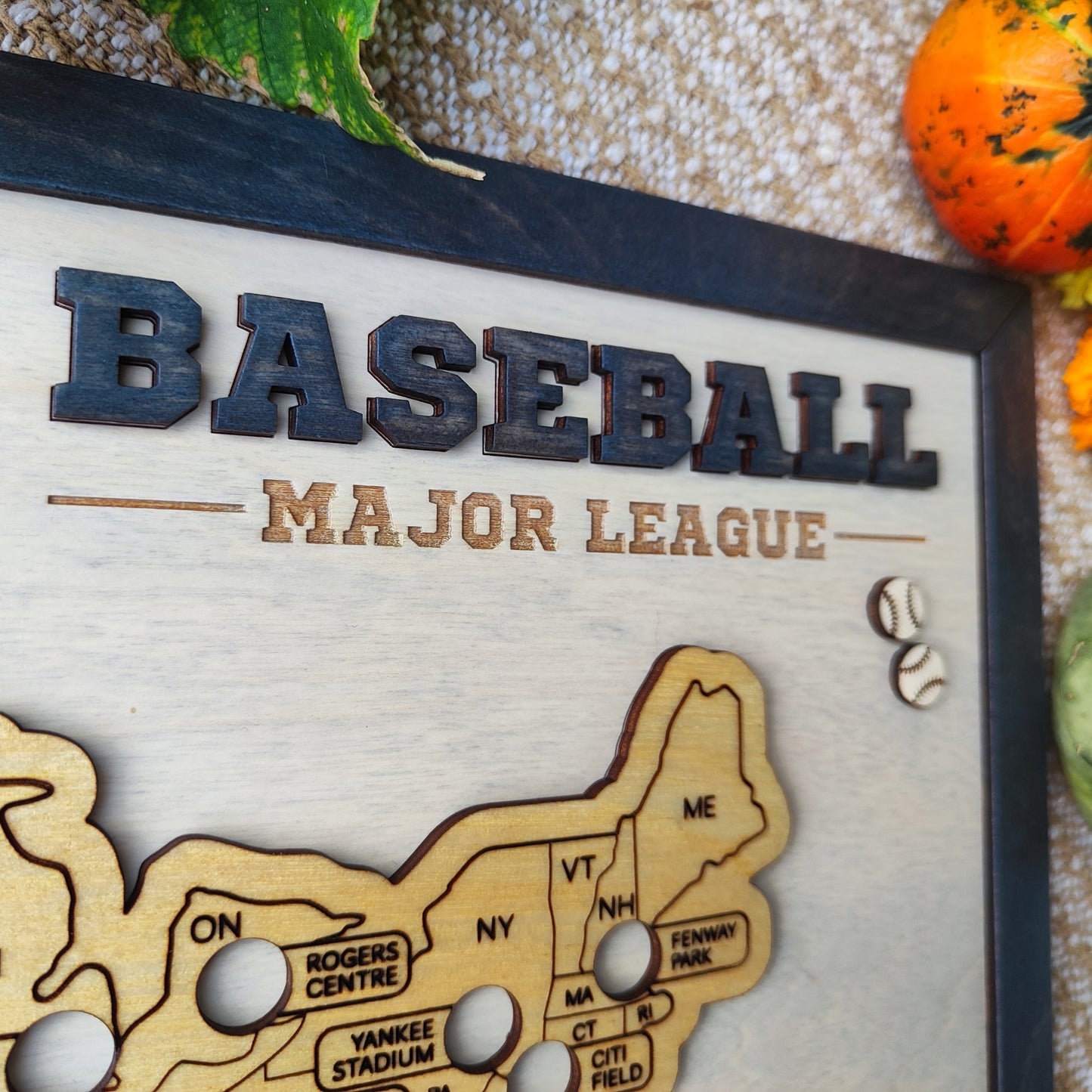 Baseball stadium map, MLB Stadium Map, Pro baseball stadium tracker, Personalized gift, Gift for him