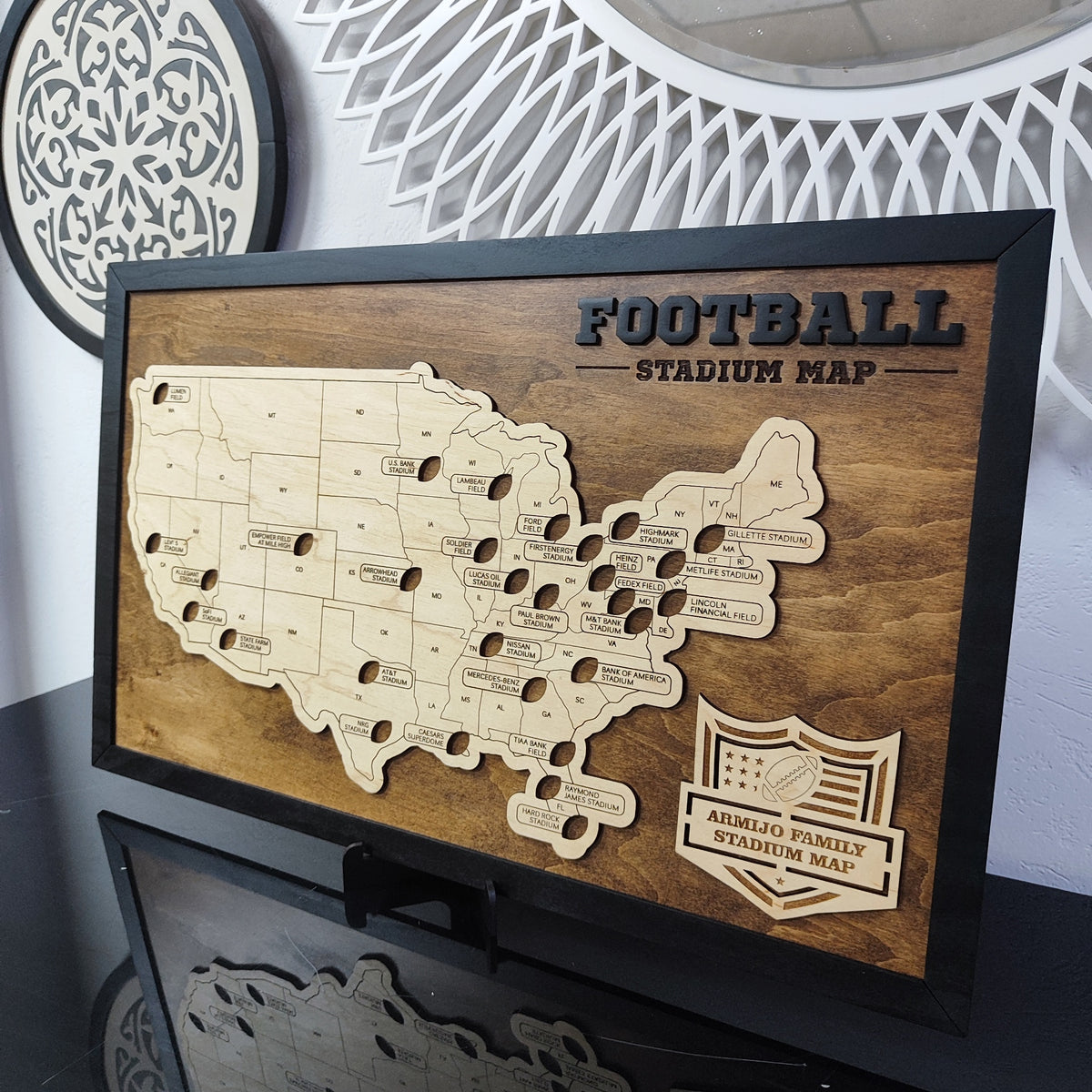 NFL Stadium Map, American Football Fan Map, Checklist for Visiting All 30 Arenas