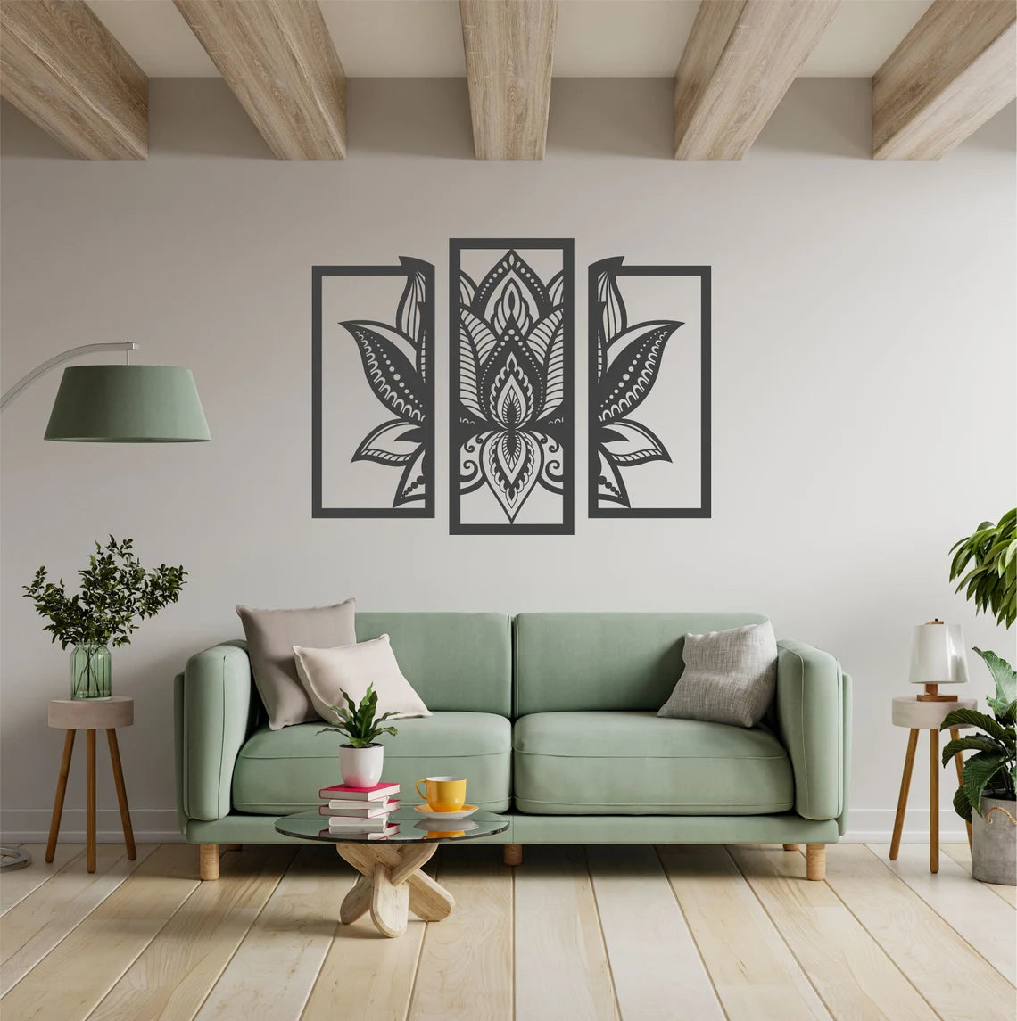 Lotus Flower mandala wood wall art