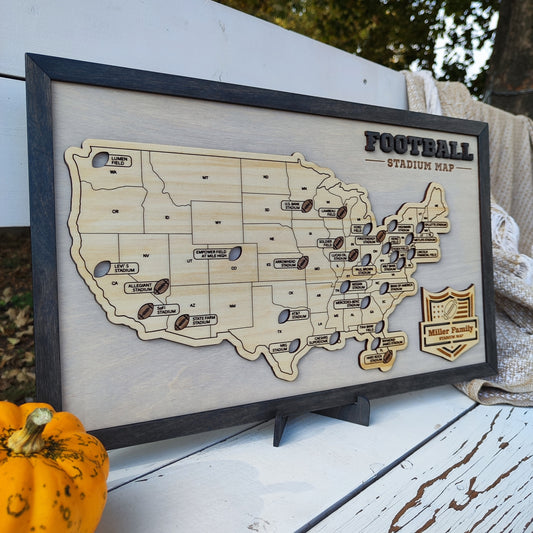 NFL Stadium Map, American Football Fan Map, Checklist for Visiting All 30 Arenas