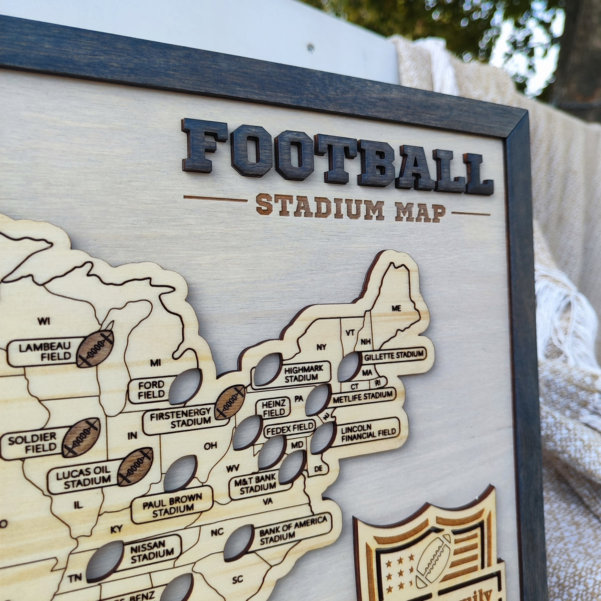 NFL Stadium Map, American Football Fan Map, Checklist for Visiting All 30 Arenas