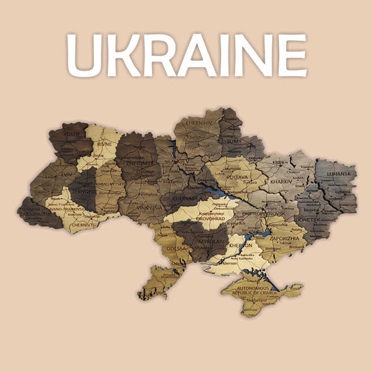 Wooden Ukraine Map, 3D Ukraine Map, Ukraine Travel Map, Detailed Ukraine Map