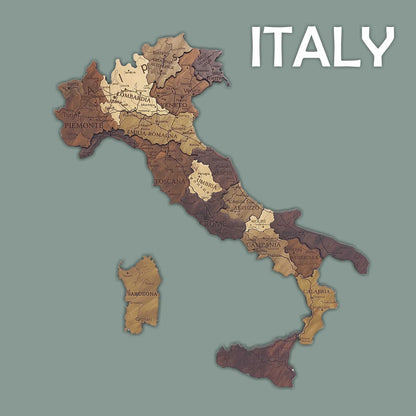 Wooden Italy Map, 3D Italy Map, Italy Travel Map, Detailed Italy Map, Mappa Italia