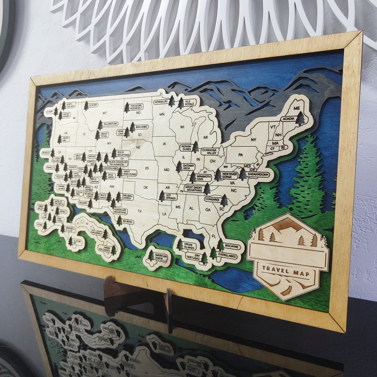 Wooden US National Parks Map | Interactive 3D Travel Tracker – Wall Decor