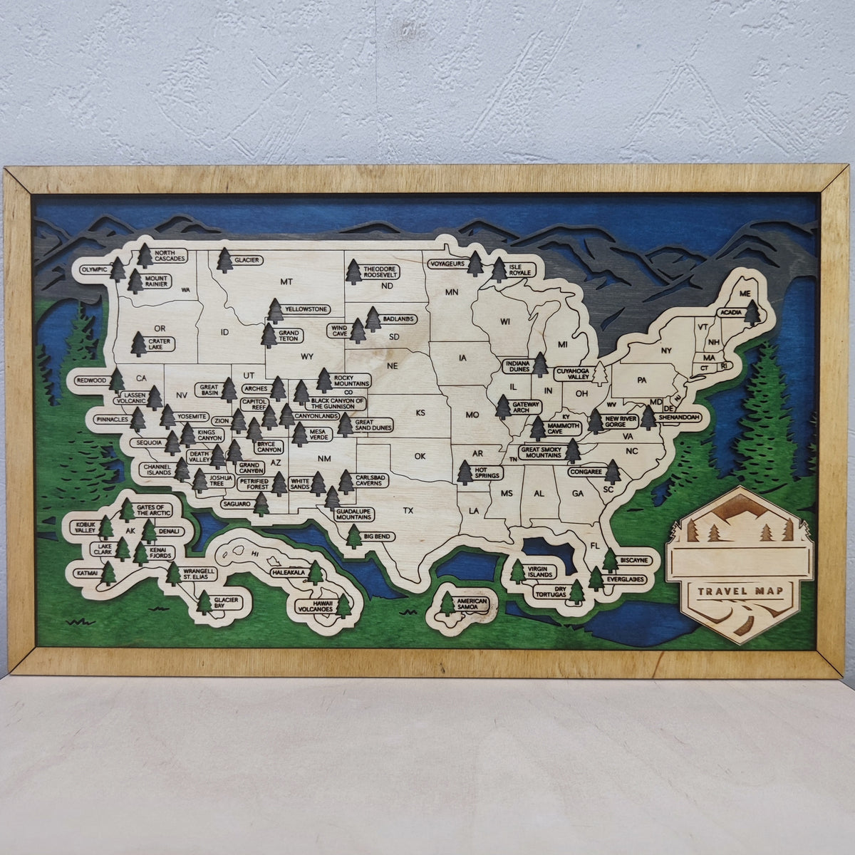 Wooden US National Parks Map | Interactive 3D Travel Tracker – Wall Decor