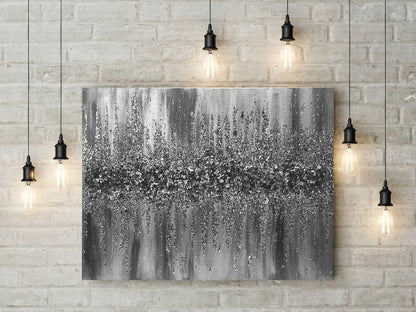 Silver Glitter Glass Painting