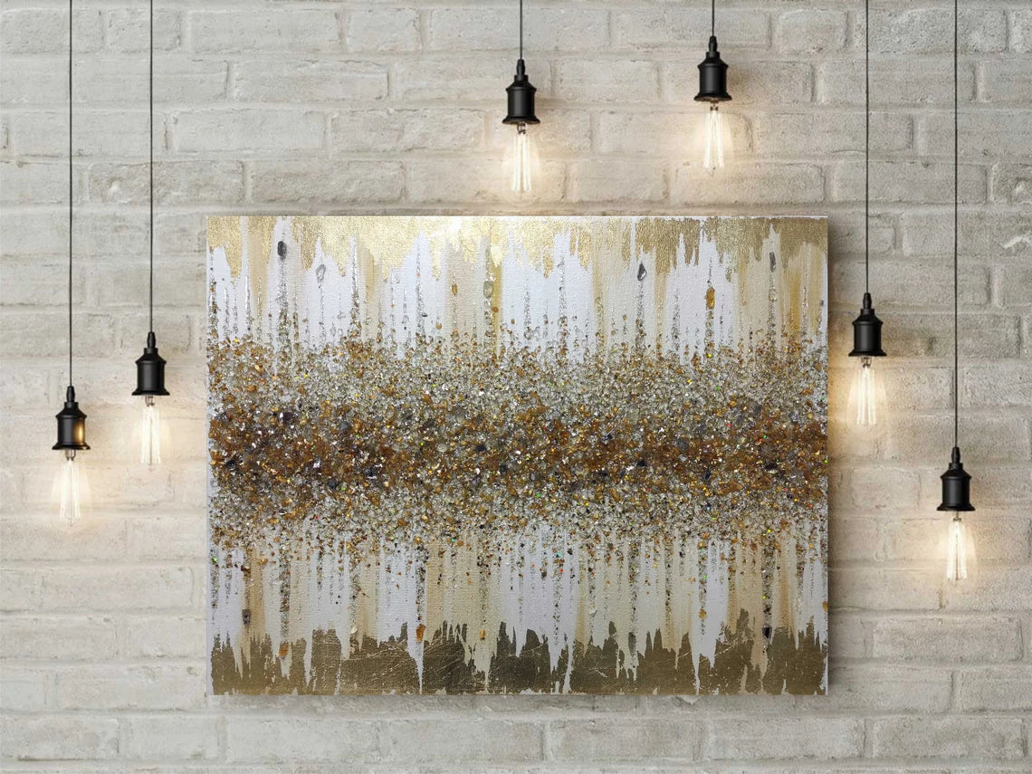 Gold Glitter Glass Painting