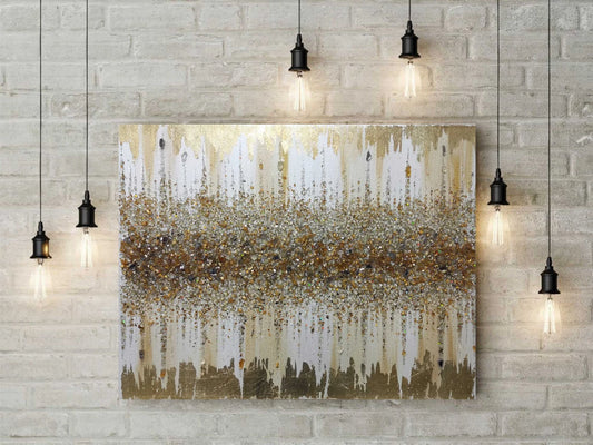 Gold Glitter Glass Painting