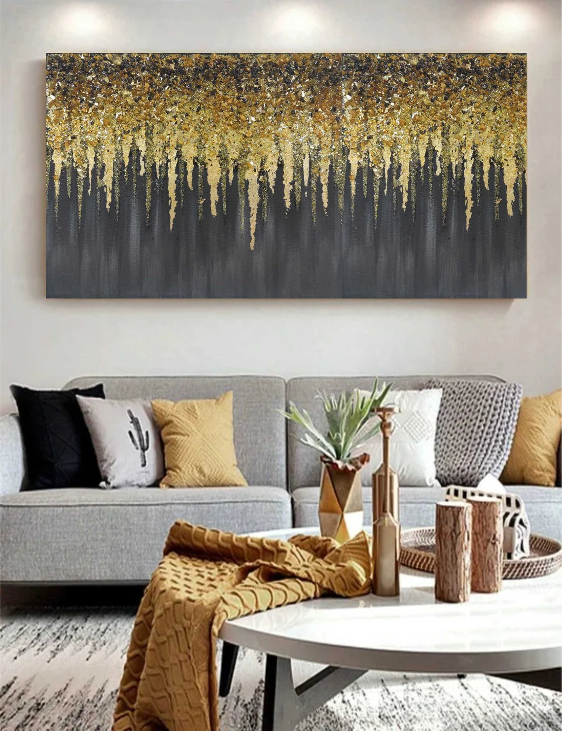 Gold Glitter Glass Painting