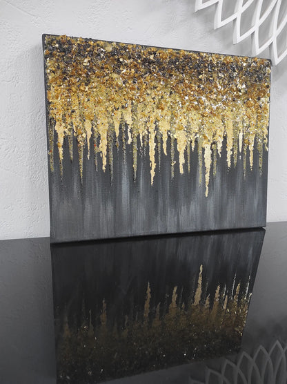 Gold Glitter Glass Painting