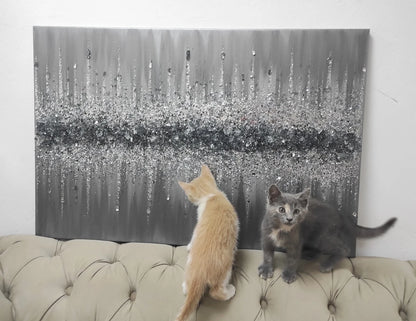 Silver Glitter Glass Painting