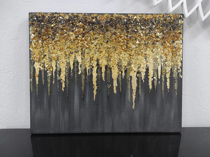 Gold Glitter Glass Painting