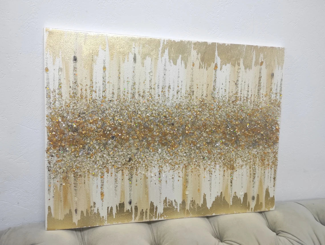 Gold Glitter Glass Painting