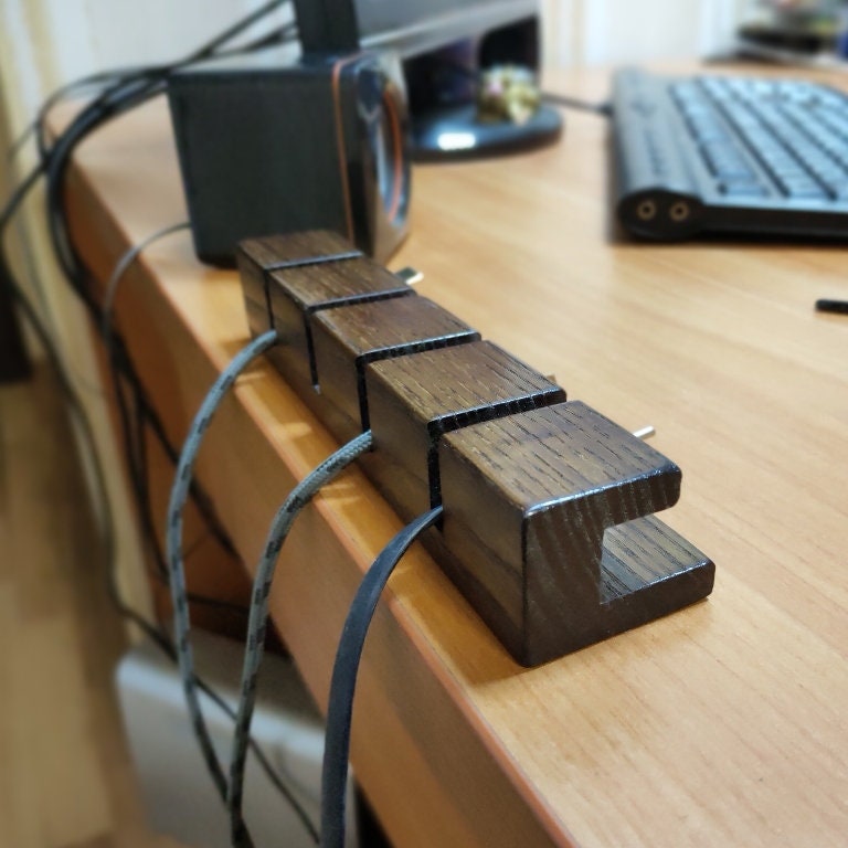 Wooden Cable and Charger Organizer