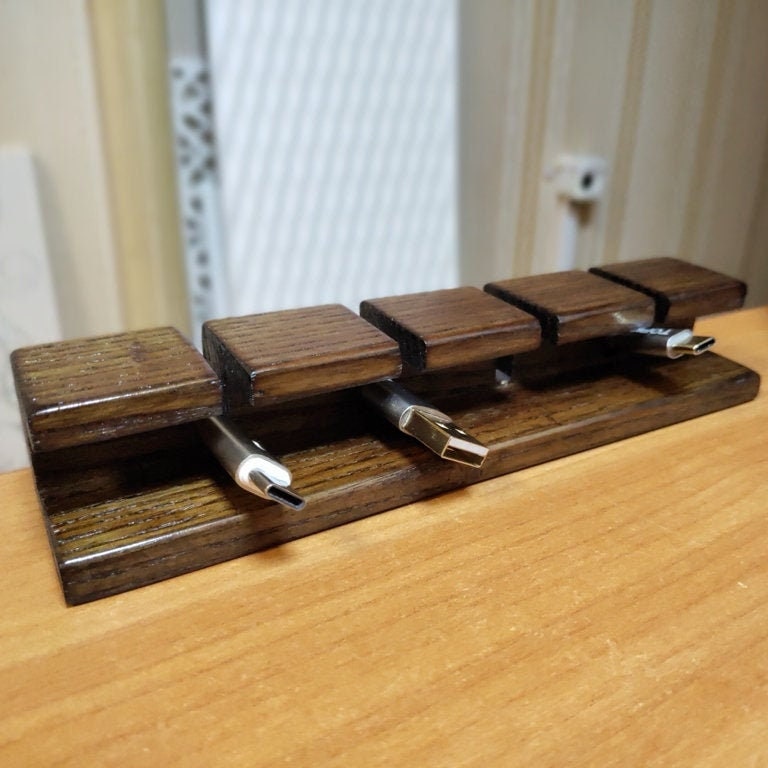 Wooden Cable and Charger Organizer