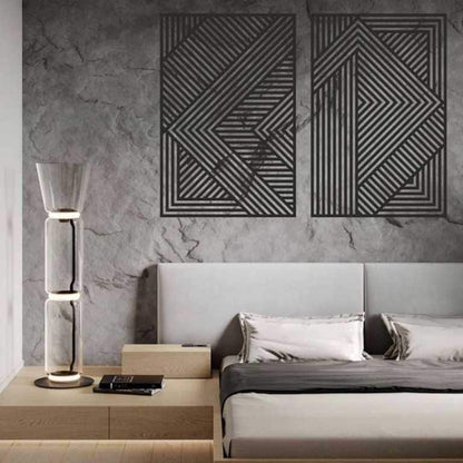 Geometric wood panel art