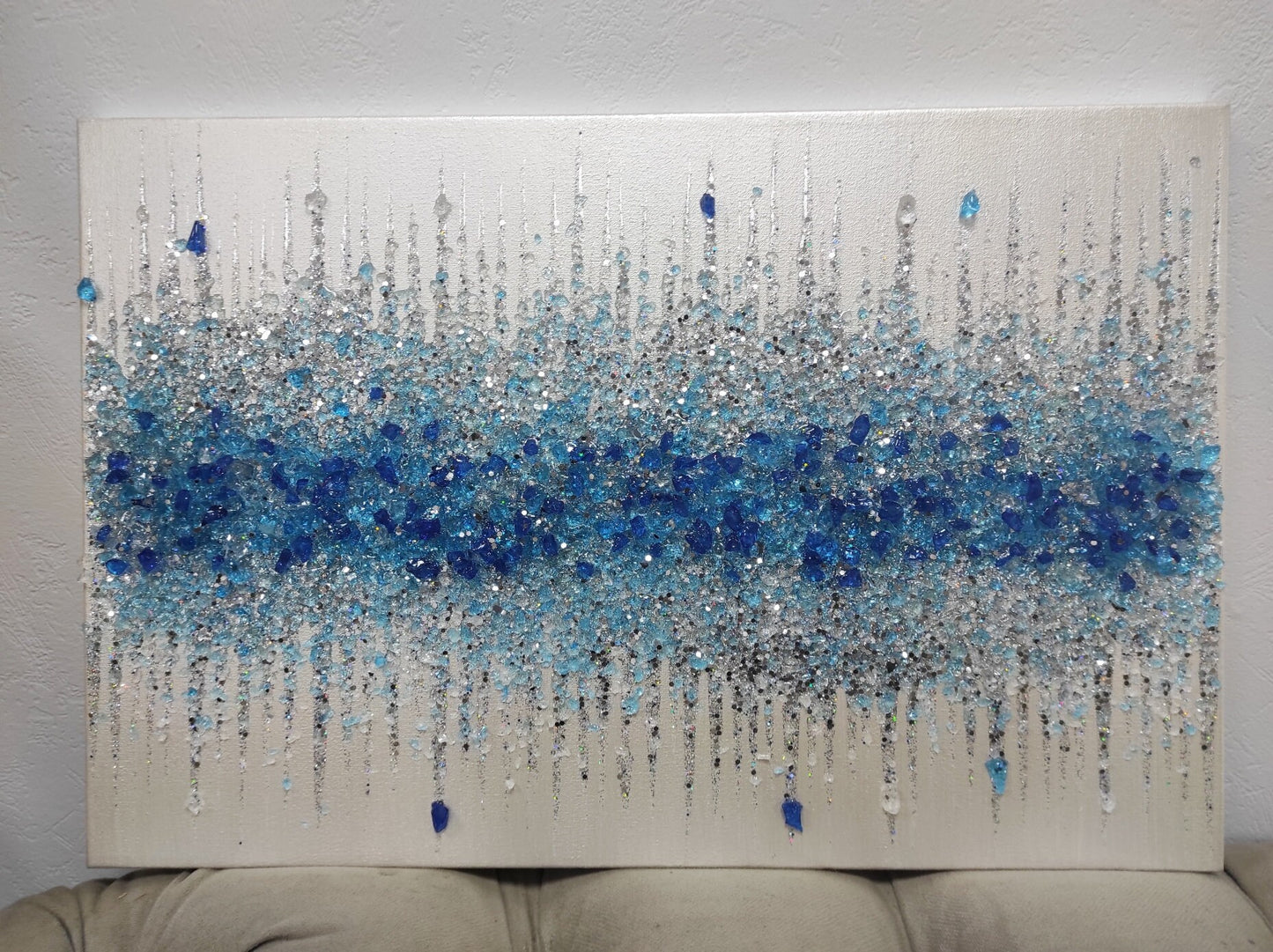 Silver Glitter Glass Painting