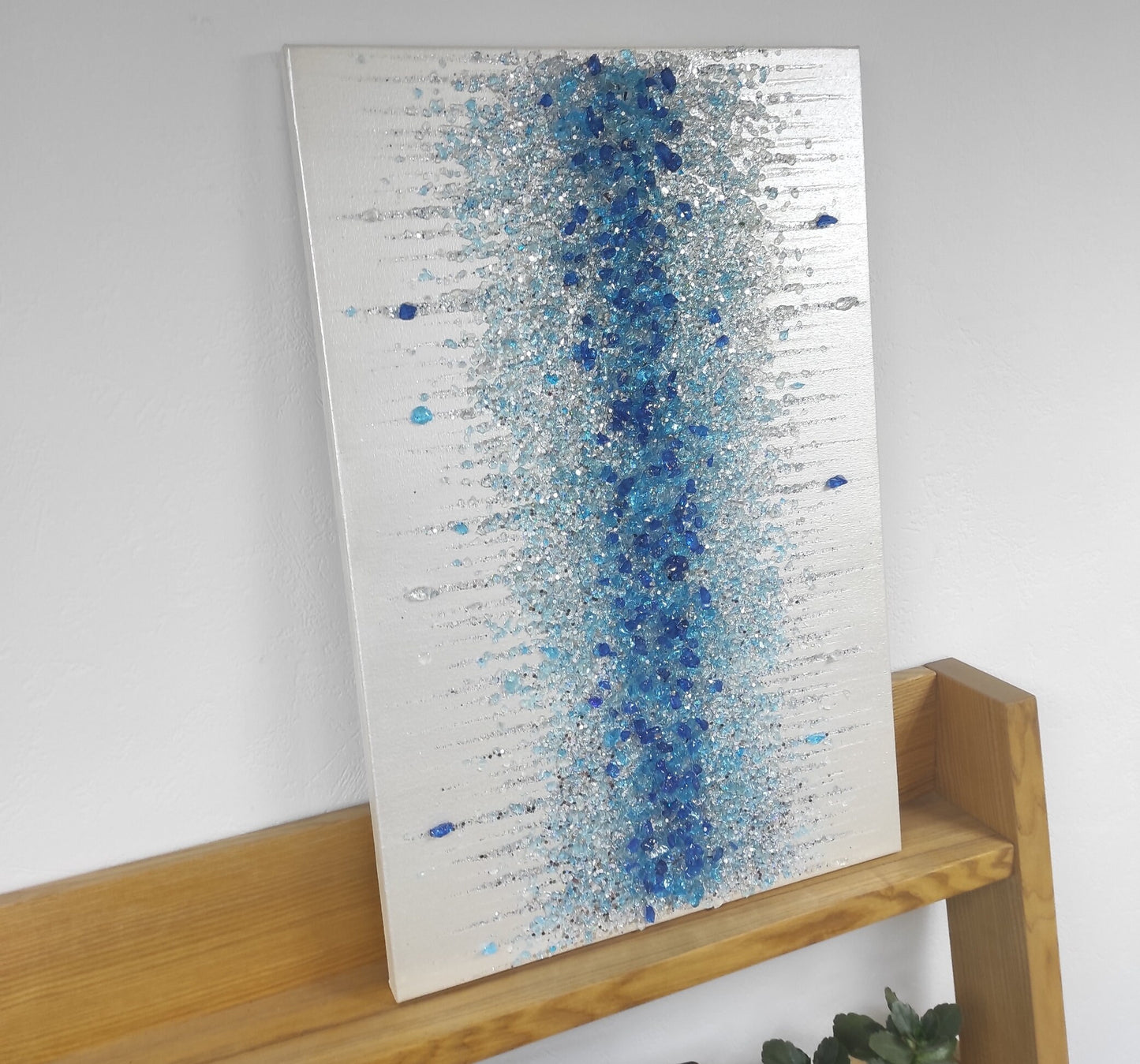 Silver Glitter Glass Painting