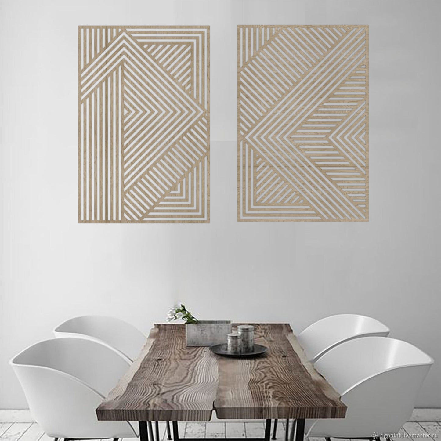 Geometric wood panel art