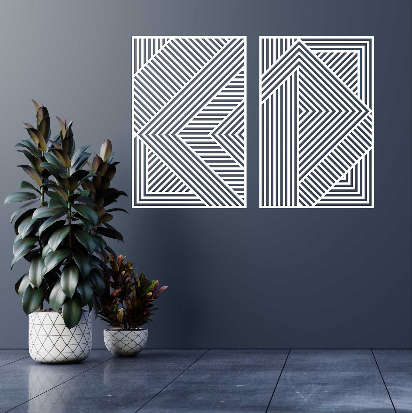 Geometric wood panel art