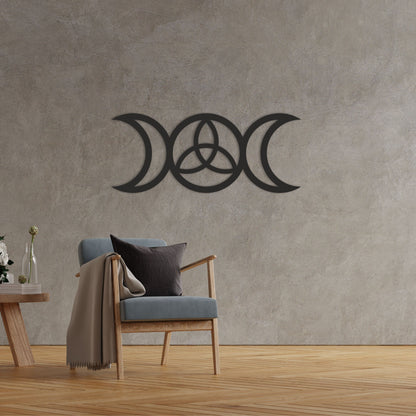 Triple Moon with Triquetra Wood Wall Art