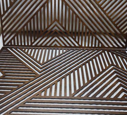 Wood Wall Art Set of 3 Geometric Wood Lines Panel