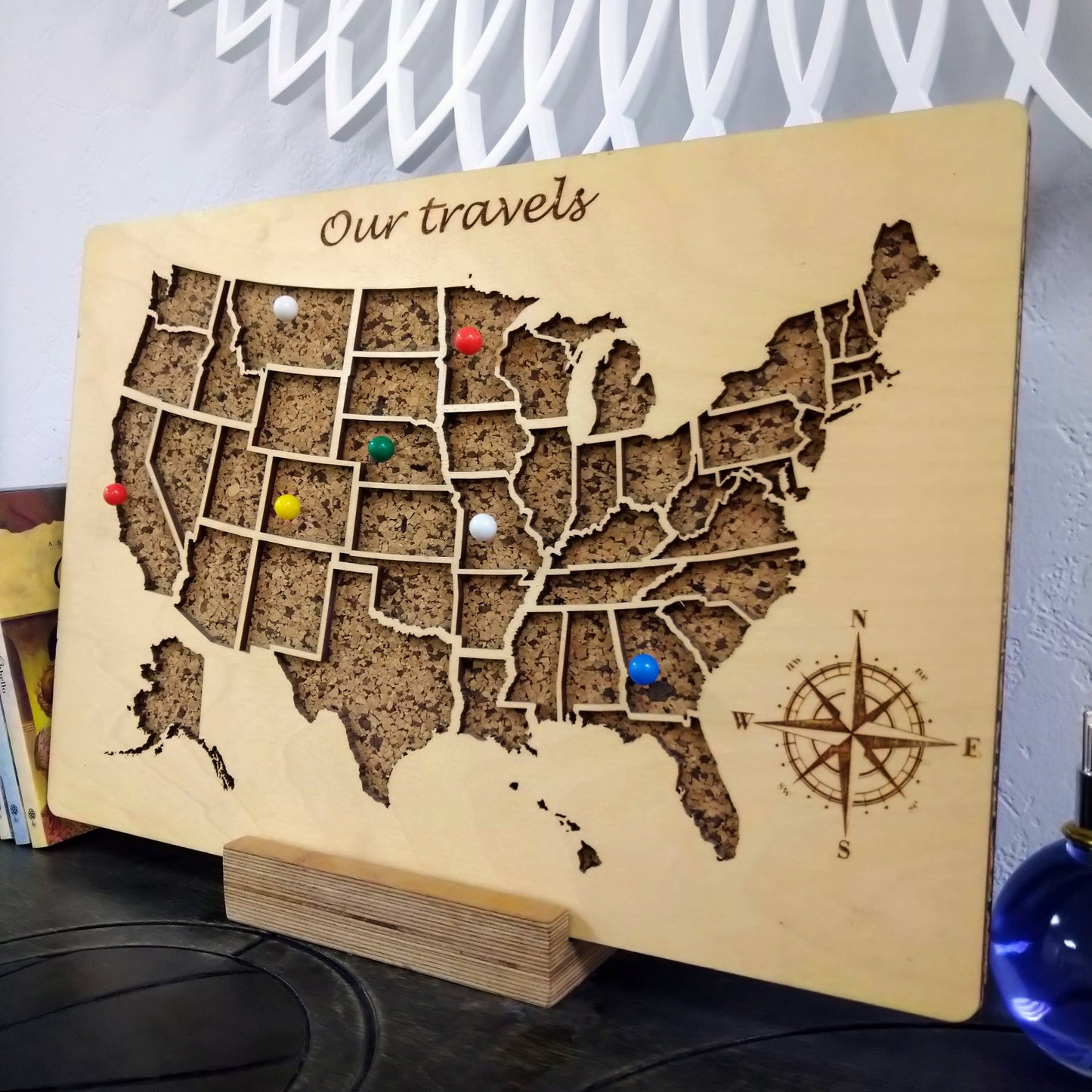 Push Pin US Travel Map, Wooden USA Map