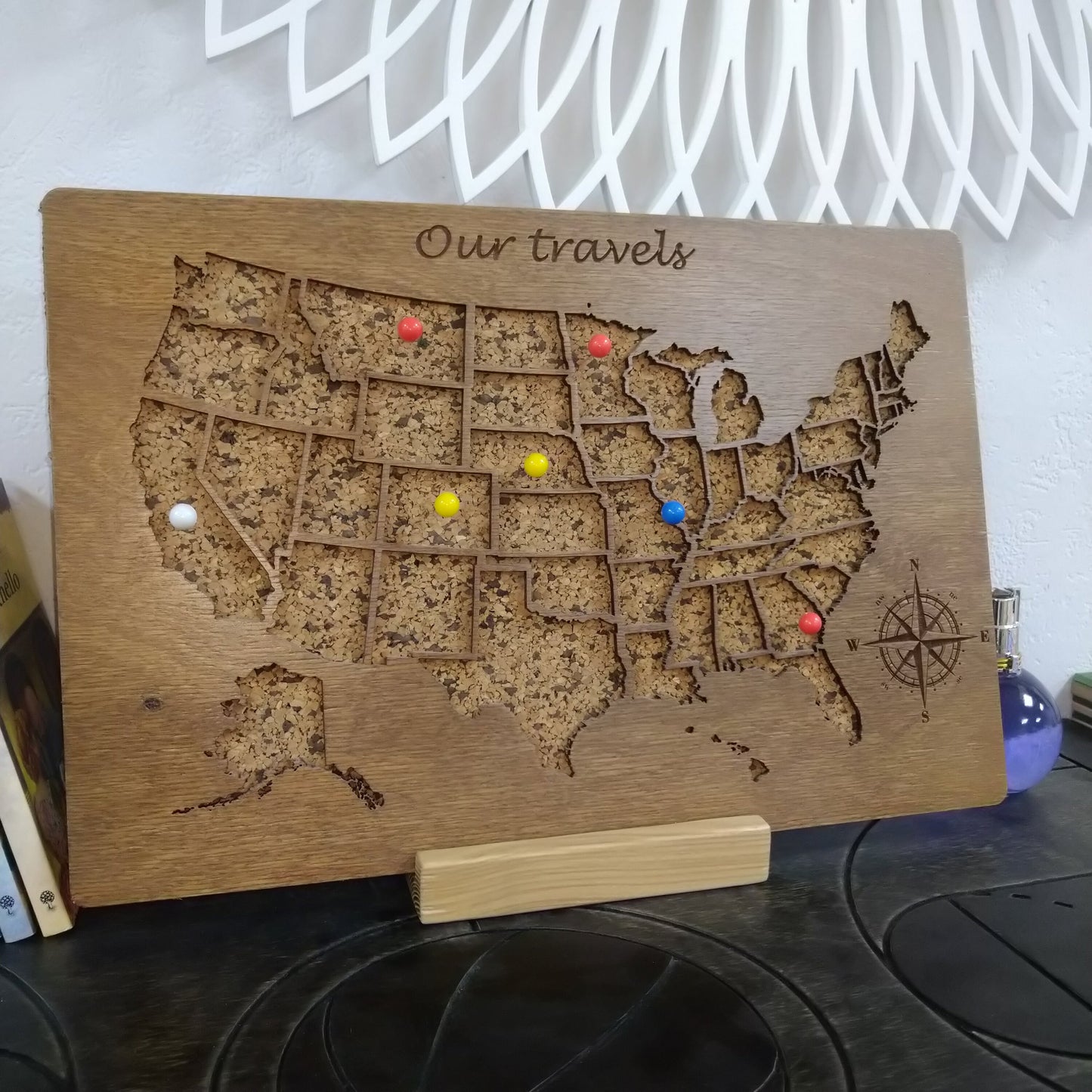 Push Pin US Travel Map, Wooden USA Map