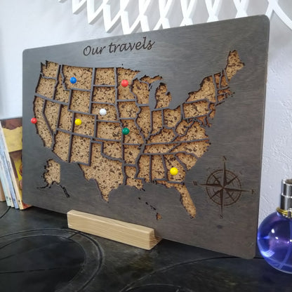 Push Pin US Travel Map, Wooden USA Map