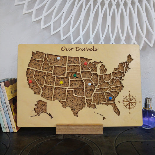 Push Pin US Travel Map, Wooden USA Map