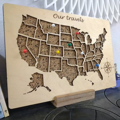 Push Pin US Travel Map, Wooden USA Map