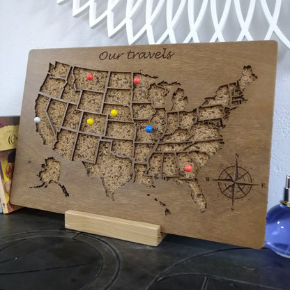 Push Pin US Travel Map, Wooden USA Map