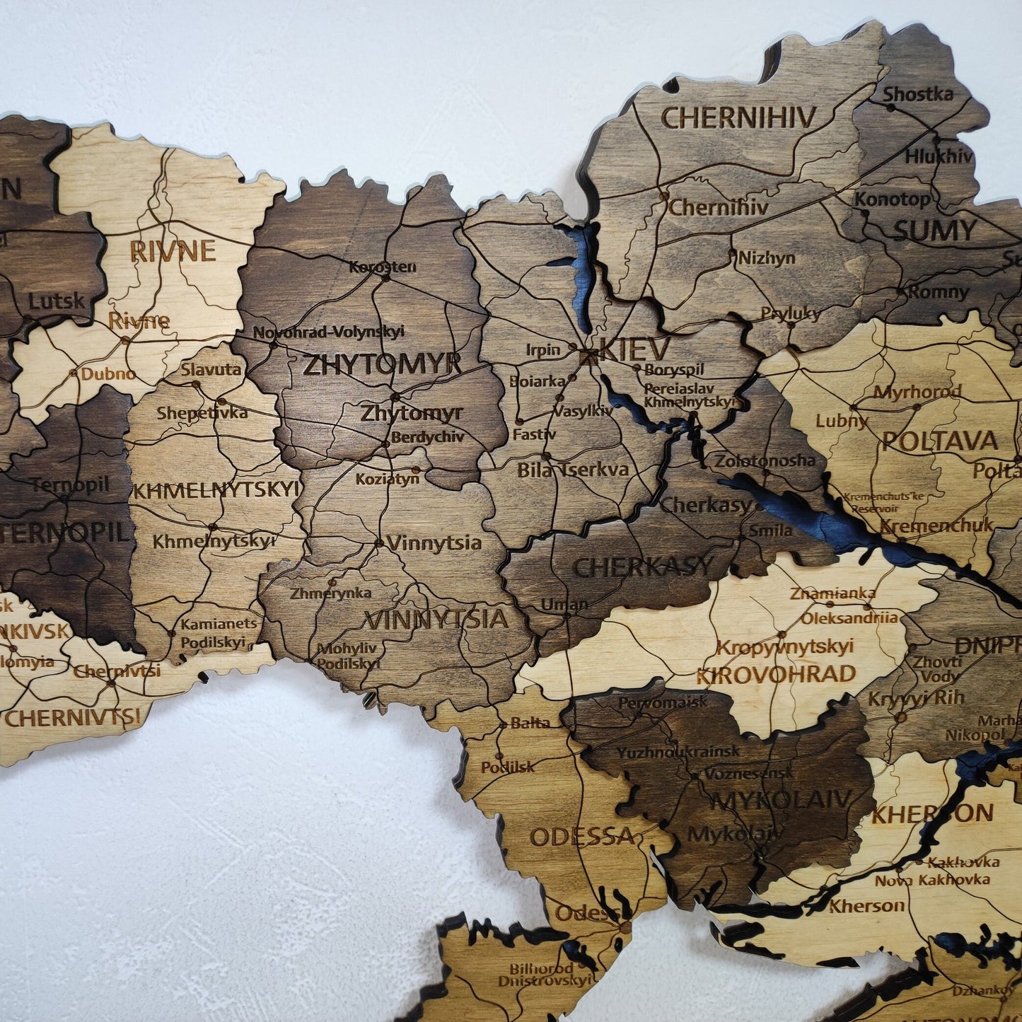 Wooden Ukraine Map, 3D Ukraine Map, Ukraine Travel Map, Detailed Ukraine Map