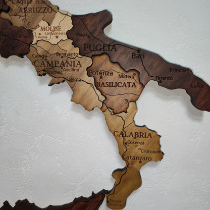 Wooden Italy Map, 3D Italy Map, Italy Travel Map, Detailed Italy Map, Mappa Italia