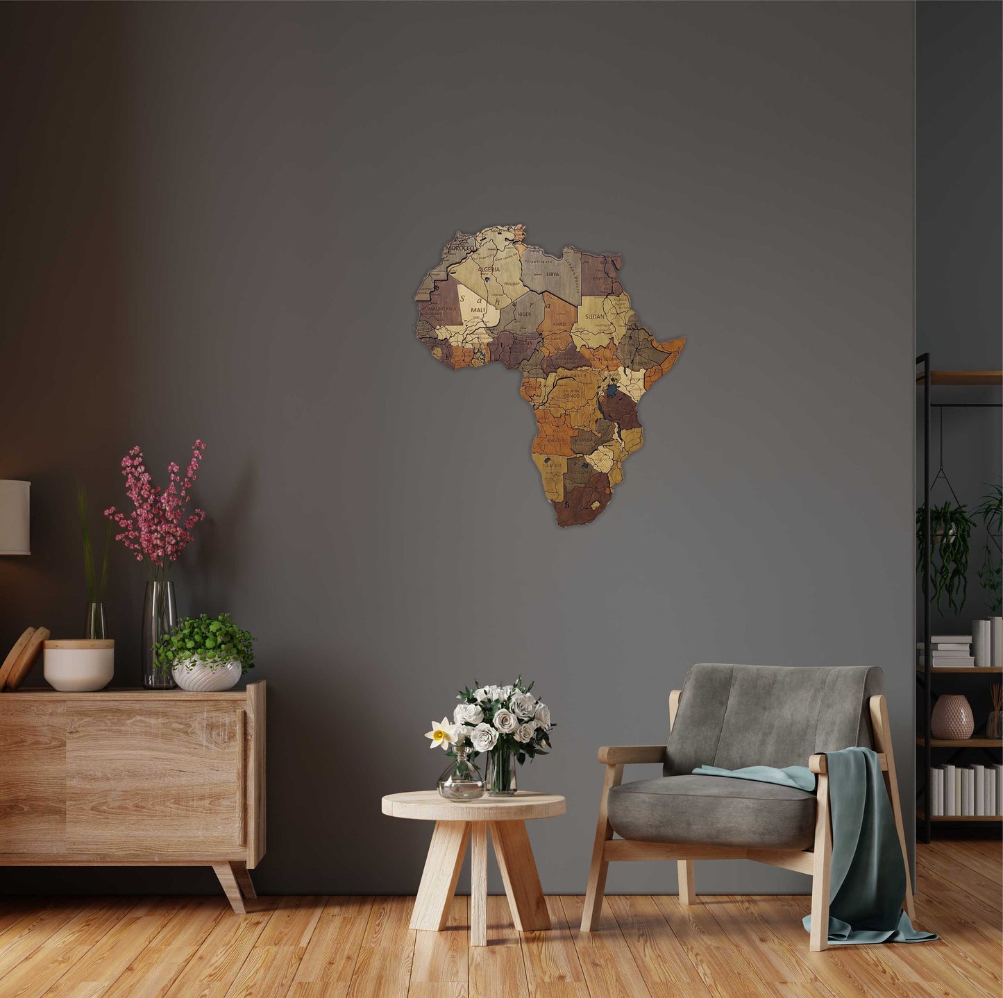 Wooden Africa Map, 3D Africa Map, Africa Travel Map, Detailed Africa Map