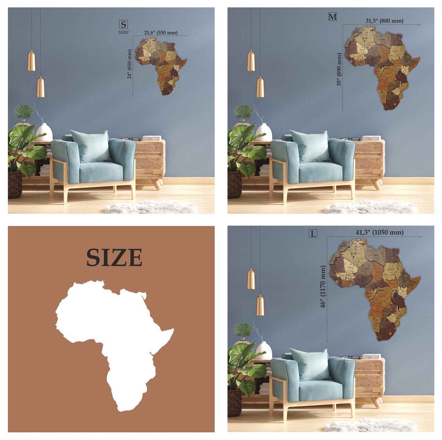 Wooden Africa Map, 3D Africa Map, Africa Travel Map, Detailed Africa Map