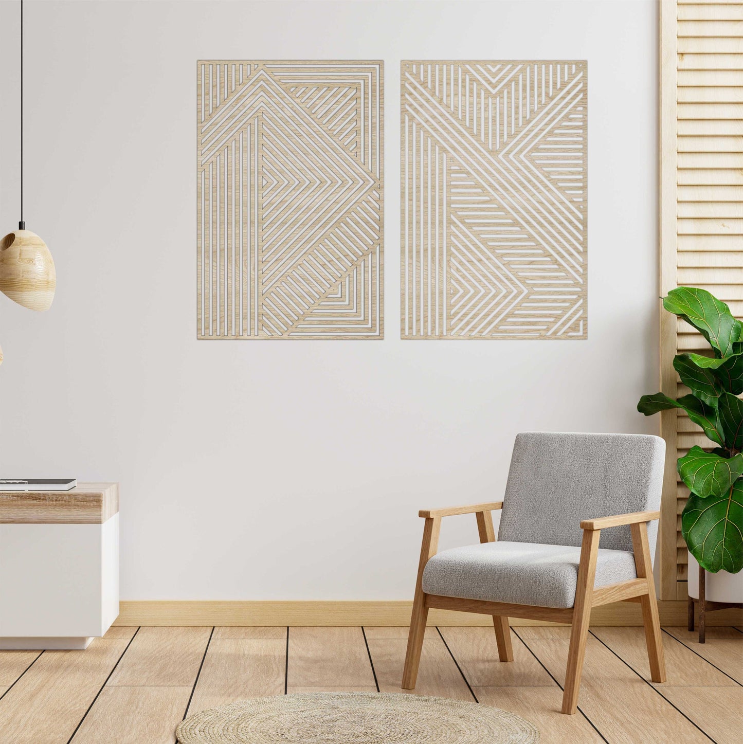 Geometric wood panel art