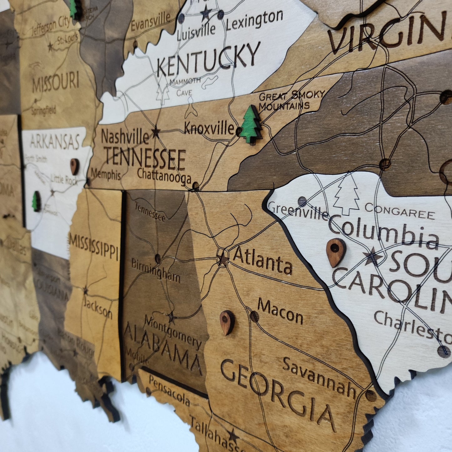 US National Park, Wooden USA Map, 3D USA Map, USA Travel Map, Detailed USA Map