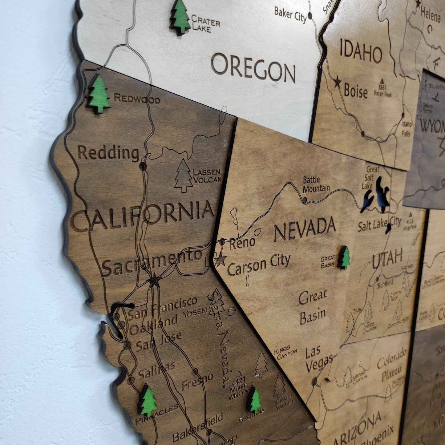 US National Park, Wooden USA Map, 3D USA Map, USA Travel Map, Detailed USA Map