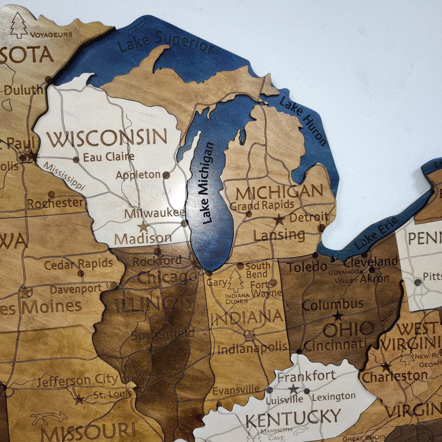 US National Park, Wooden USA Map, 3D USA Map, USA Travel Map, Detailed USA Map