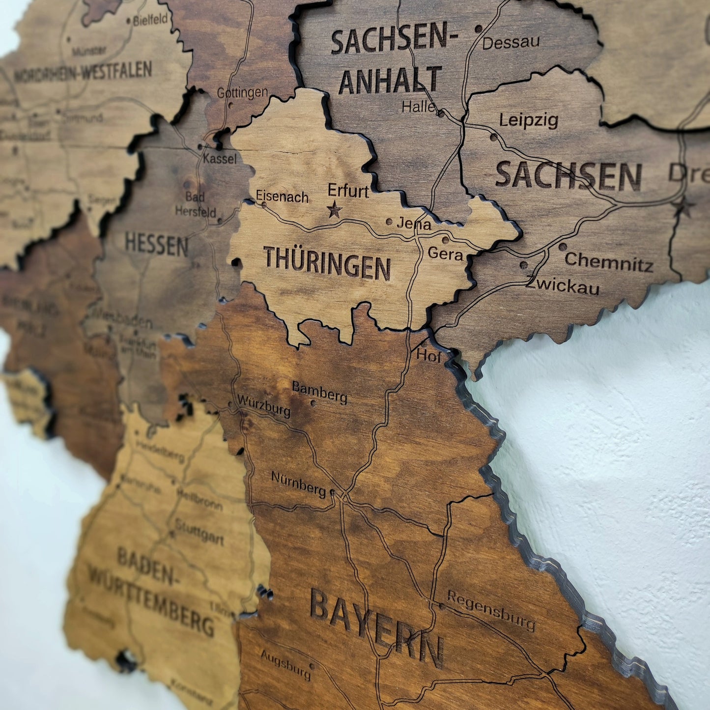 Wooden Germany Map, 3D Germany Map, Germany Travel Map, Detailed Germany Map