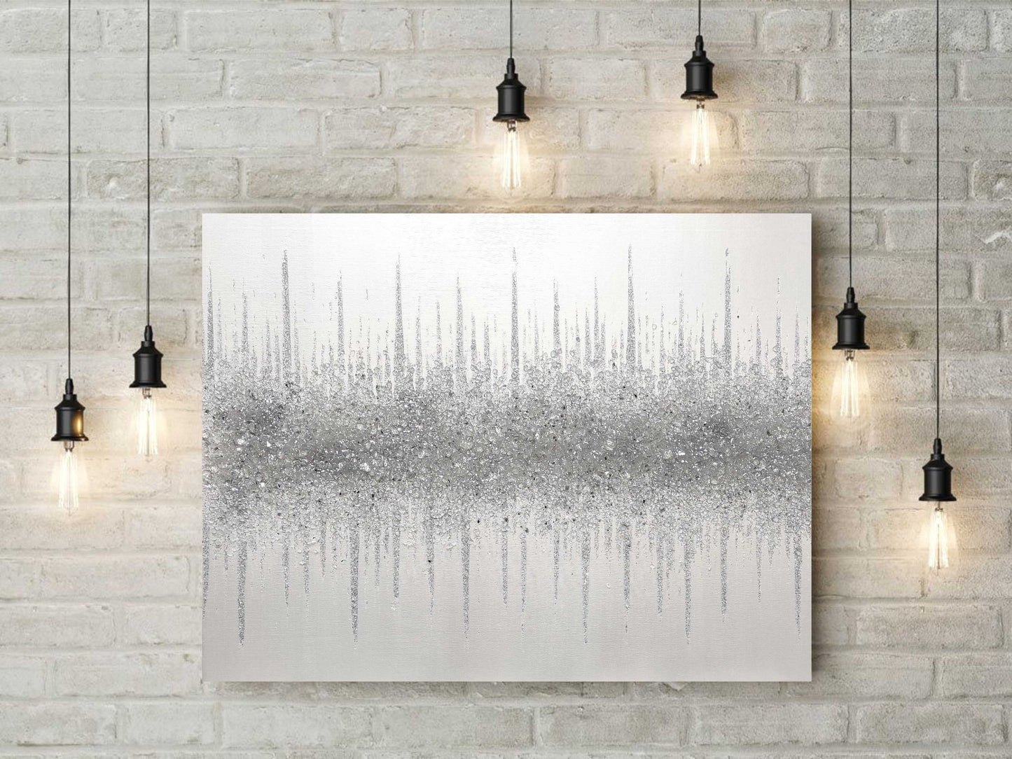 White Silver Glitter Glass Painting