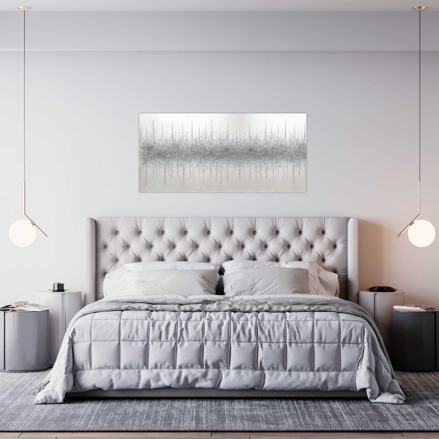 White Silver Glitter Glass Painting