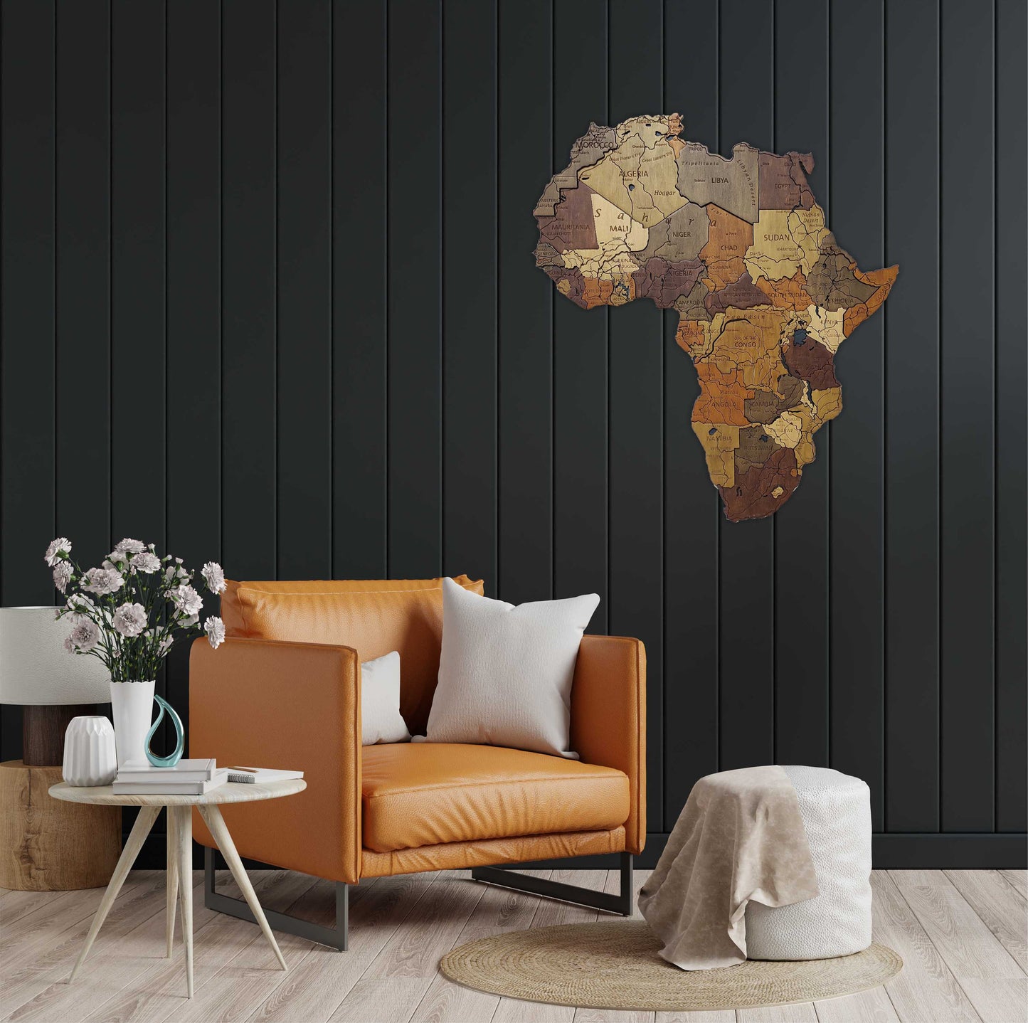 Wooden Africa Map, 3D Africa Map, Africa Travel Map, Detailed Africa Map