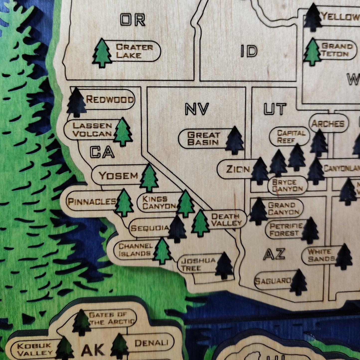 National Parks Travel Map, USA Travel Map, Wooden USA Map