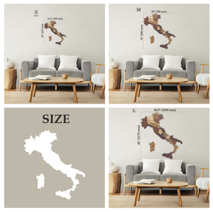 Wooden Italy Map, 3D Italy Map, Italy Travel Map, Detailed Italy Map, Mappa Italia