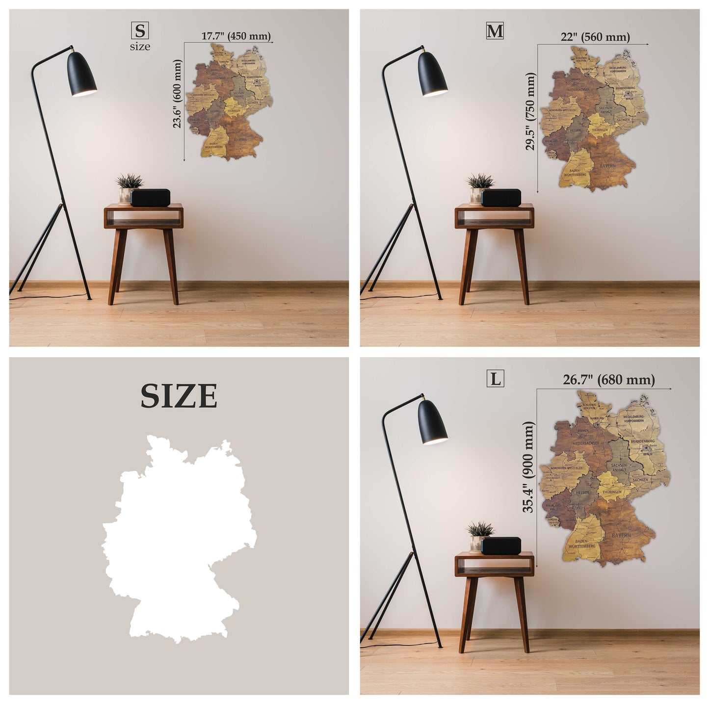 Wooden Germany Map, 3D Germany Map, Germany Travel Map, Detailed Germany Map