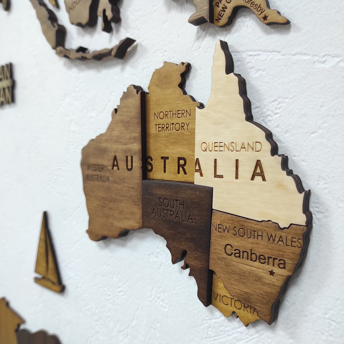 Wooden World Map, 3D World Map, World Travel Map, Detailed World Map