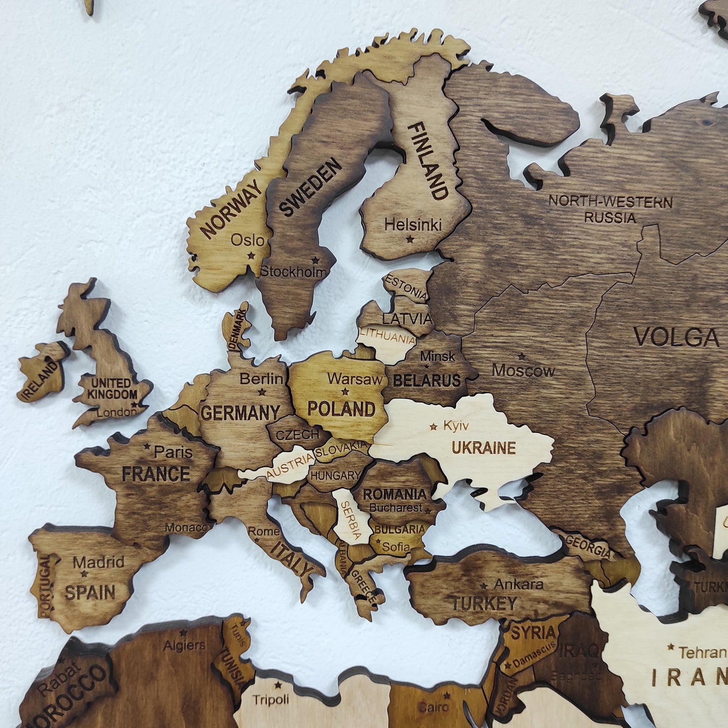 Wooden World Map, 3D World Map, World Travel Map, Detailed World Map